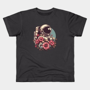 Astronaut in Flowers Kids T-Shirt